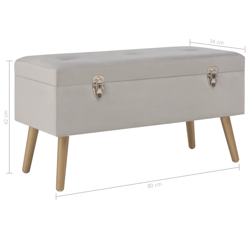 Panca con Vano Portaoggetti-Panca con Contenitore-Sgabello 80 cm Grigio in Velluto