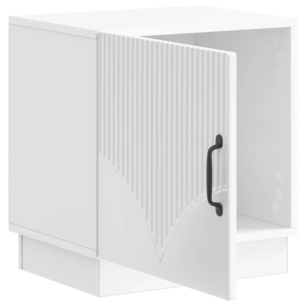 Comodino | Armadio da Notte | Mobiletto da notte Bianco Lucido 43 x 34,5 x 47 cm Legno ingegnerizzato