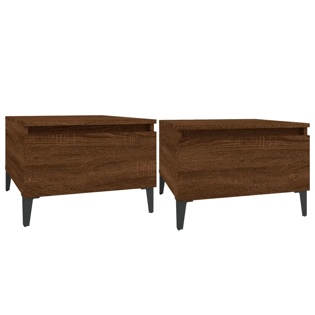 Tavolini 2 pz | Tavolo laterale Rovere Marrone 50x46x35cm in Legno Multistrato