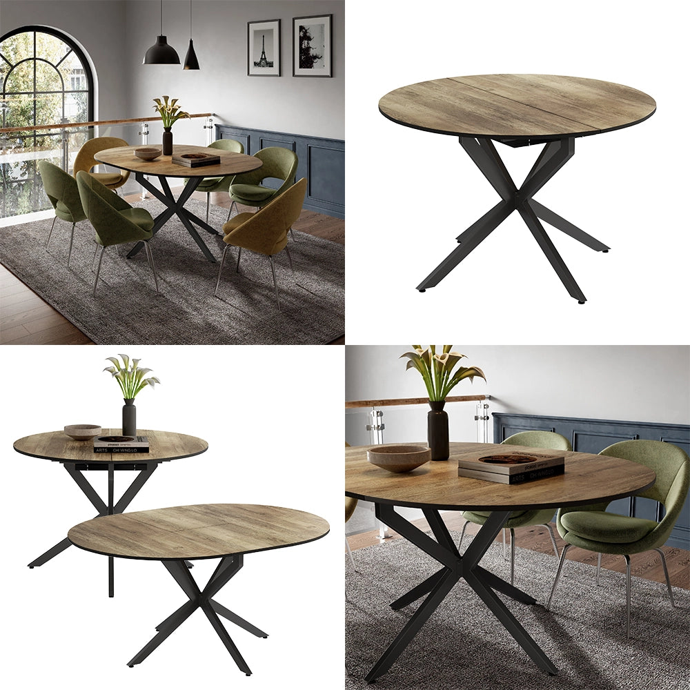 Vicco tavolo da pranzo allungabile Nero/quercia rustico 120 x 76.5 cm Estensibile