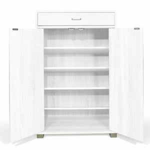 Mobile Scarpiera Casa 5 Ripiani Porta Scarpe 2 Ante Cassetto Mobiletto Bianco