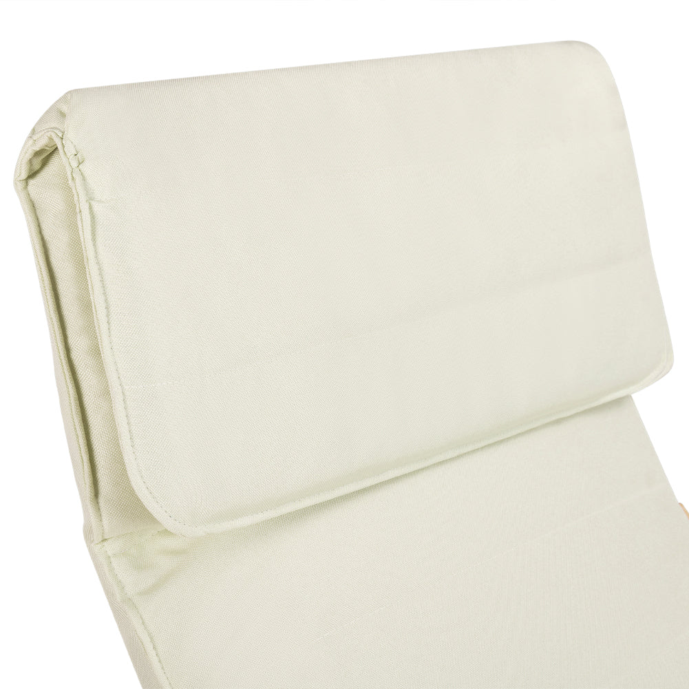 Sedia a Dondolo Poltrona Relax Cotone Beige Schienale e Poggiapiedi Regolabile