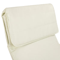 Sedia a Dondolo Poltrona Relax Cotone Beige Schienale e Poggiapiedi Regolabile