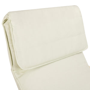 Sedia a Dondolo Poltrona Relax Cotone Beige Schienale e Poggiapiedi Regolabile