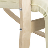 Sedia a Dondolo Poltrona Relax Cotone Beige Schienale e Poggiapiedi Regolabile