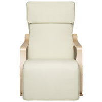 Sedia a Dondolo Poltrona Relax Cotone Beige Schienale e Poggiapiedi Regolabile
