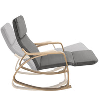 Sedia a Dondolo Poltrona Relax Cotone Grigio Schienale e Poggiapiedi Regolabile
