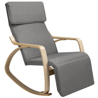 Sedia a Dondolo Poltrona Relax Cotone Grigio Schienale e Poggiapiedi Regolabile