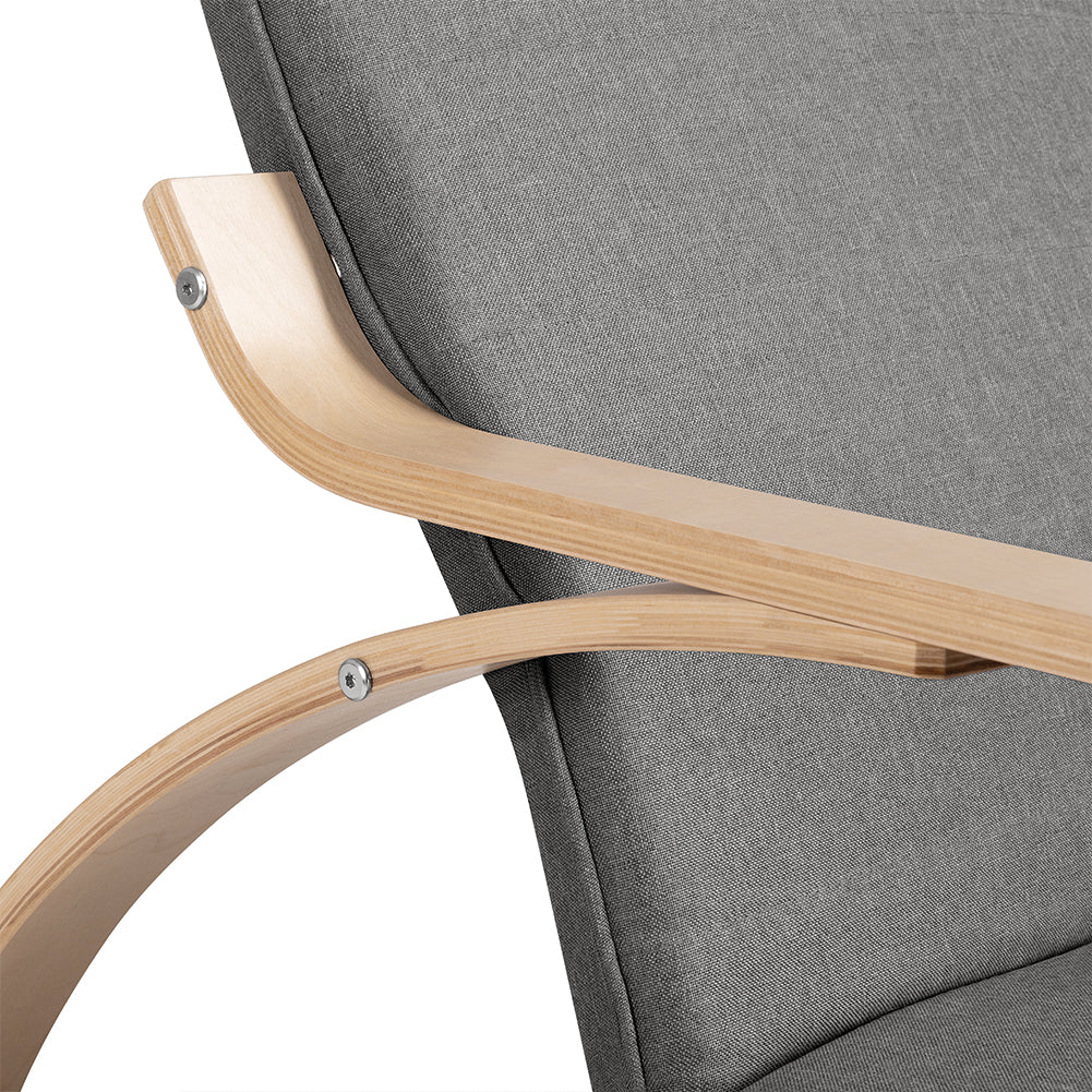 Sedia a Dondolo Poltrona Relax Cotone Grigio Schienale e Poggiapiedi Regolabile