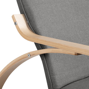 Sedia a Dondolo Poltrona Relax Cotone Grigio Schienale e Poggiapiedi Regolabile