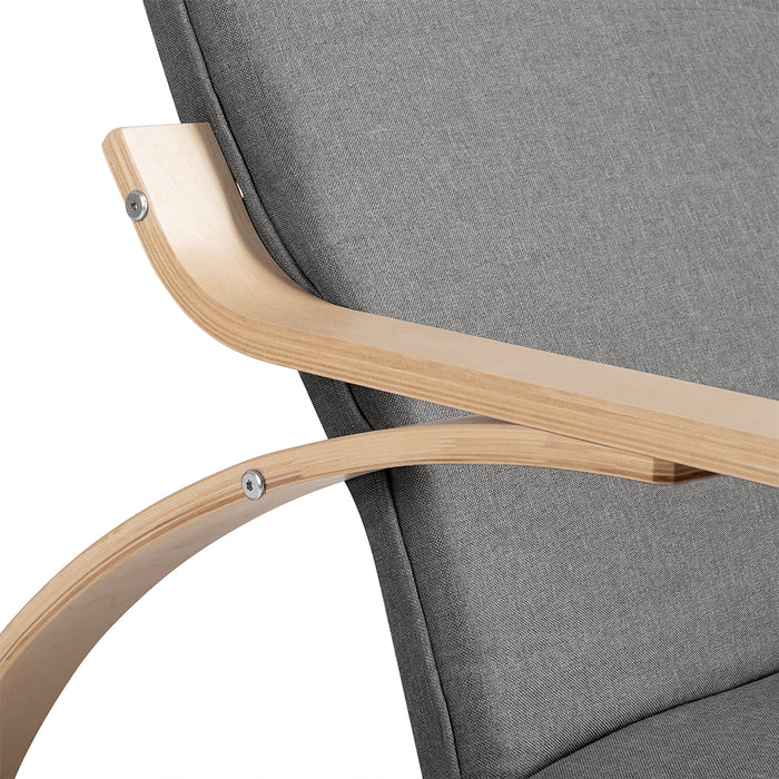 Sedia a Dondolo Poltrona Relax Cotone Grigio Schienale e Poggiapiedi Regolabile