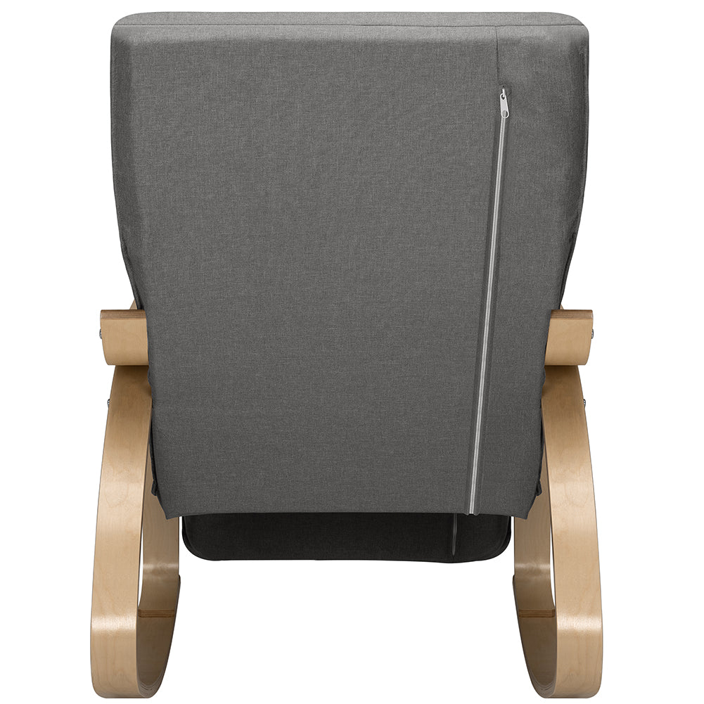 Sedia a Dondolo Poltrona Relax Cotone Grigio Schienale e Poggiapiedi Regolabile