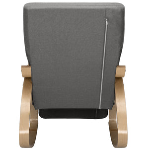 Sedia a Dondolo Poltrona Relax Cotone Grigio Schienale e Poggiapiedi Regolabile