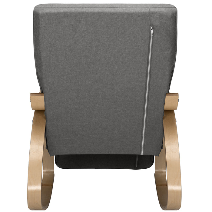Sedia a Dondolo Poltrona Relax Cotone Grigio Schienale e Poggiapiedi Regolabile