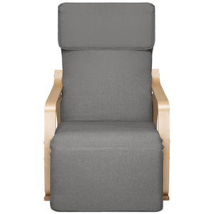 Sedia a Dondolo Poltrona Relax Cotone Grigio Schienale e Poggiapiedi Regolabile
