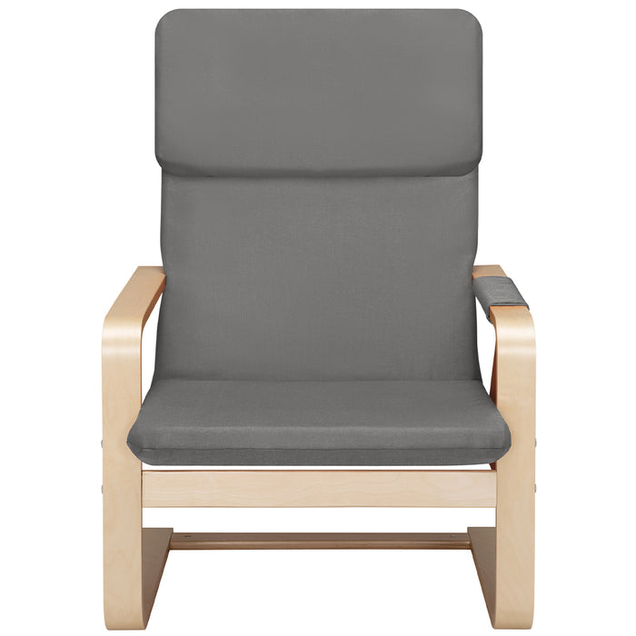 Sedia Poltrona Relax Ergonomica Rivestimento Cotone Grigio con Borsa 2 Scomparti