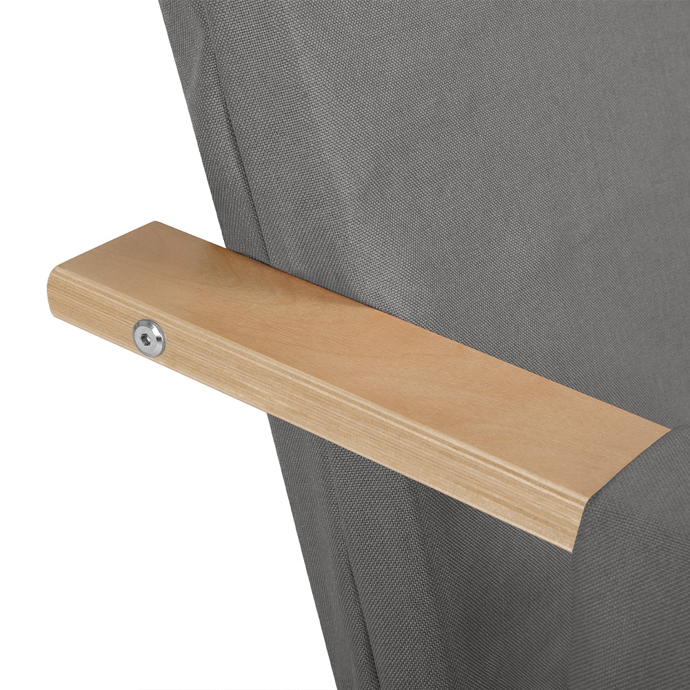 Sedia Poltrona Relax Ergonomica Rivestimento Cotone Grigio con Borsa 2 Scomparti