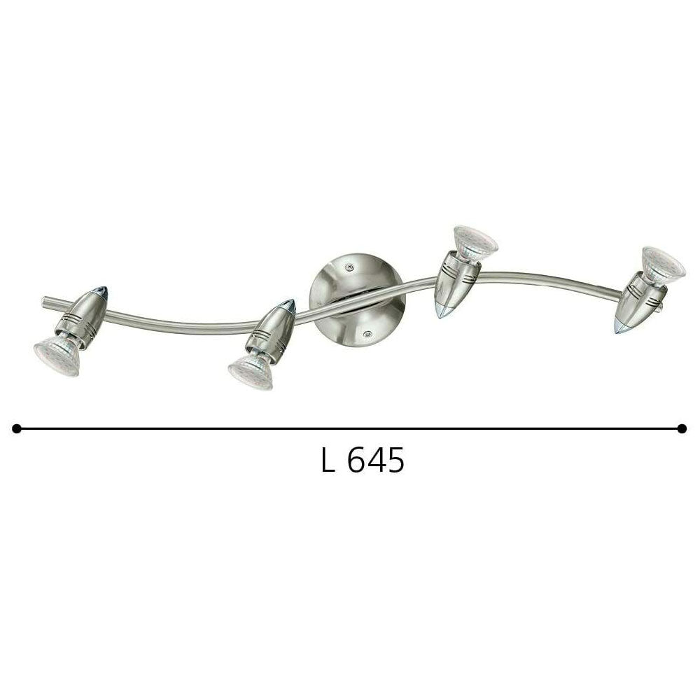 Lampada a binario 4 Faretti GU10 Led Plafoniera Nickel Cromo Interno Magnum EGLO