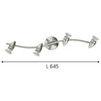 Lampada a binario 4 Faretti GU10 Led Plafoniera Nickel Cromo Interno Magnum EGLO