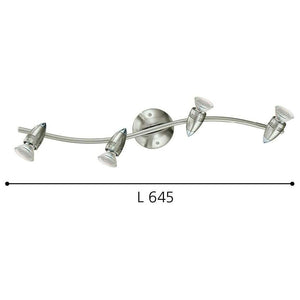 Lampada a binario 4 Faretti GU10 Led Plafoniera Nickel Cromo Interno Magnum EGLO