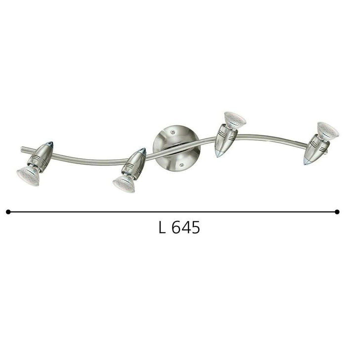 Lampada a binario 4 Faretti GU10 Led Plafoniera Nickel Cromo Interno Magnum EGLO