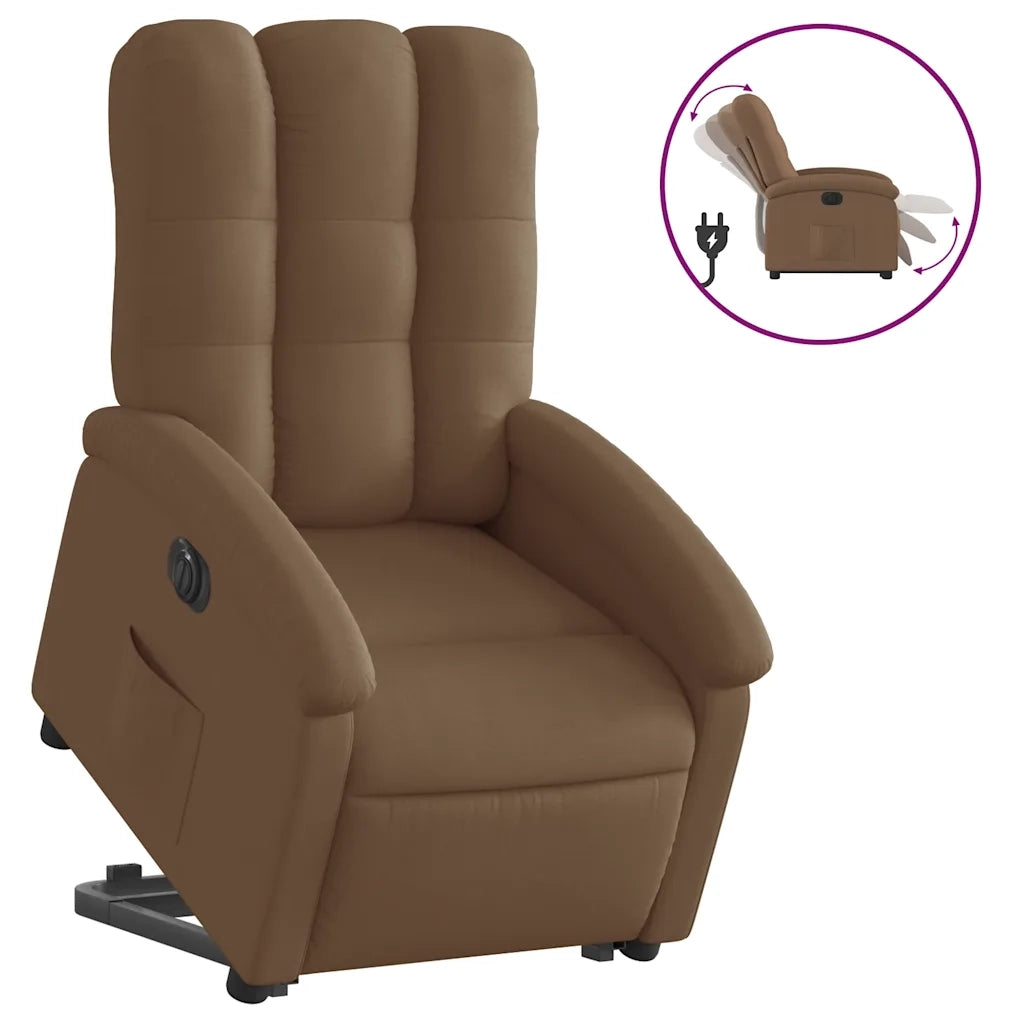 Poltrona | Sedia Relax Alzapersona Reclinabile Elettrica Marrone Tessuto