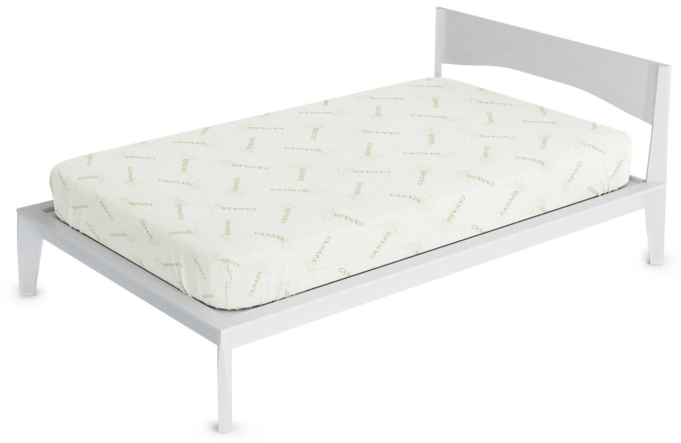 Coprimaterasso 1 Piazza e Mezzo in Poliestere e Fibra di Canapa Verde Chiaro