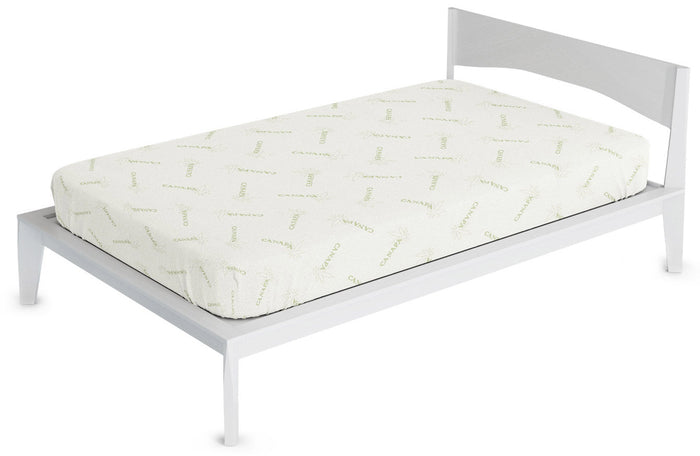 Coprimaterasso Singolo in Poliestere e Fibra di Canapa Verde Chiaro