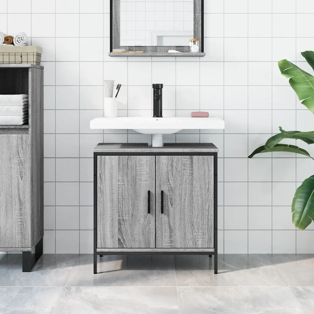 Mobile Lavabo Bagno Grigio Sonoma 60x30x60 cm Legno Multistrato 842449