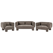 Set da salotto Divano a 3 posti morbido e curvo in tessuto marrone Poltrona Loveseat Stile retrò minimalista