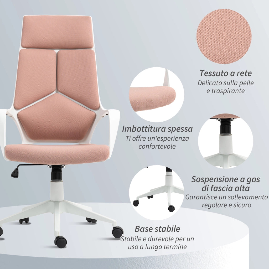 Sedia da Ufficio con Dondolo e Altezza Regolabile ¨C Zephmum ¨C Tessuto Rosa 63x63x117-127 cm