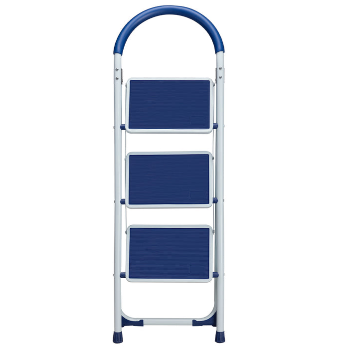 Scala Scaletta Pieghevole 3 Gradini Antiscivolo Sgabello Scaletto Acciaio Blu