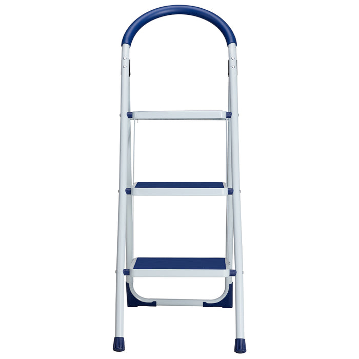 Scala Scaletta Pieghevole 3 Gradini Antiscivolo Sgabello Scaletto Acciaio Blu