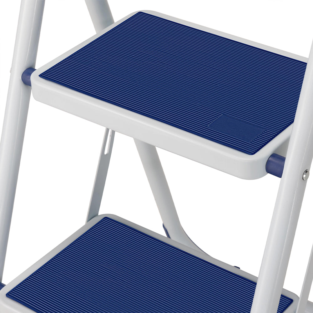 Scala Scaletta Pieghevole 3 Gradini Antiscivolo Sgabello Scaletto Acciaio Blu