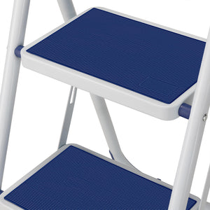 Scala Scaletta Pieghevole 3 Gradini Antiscivolo Sgabello Scaletto Acciaio Blu