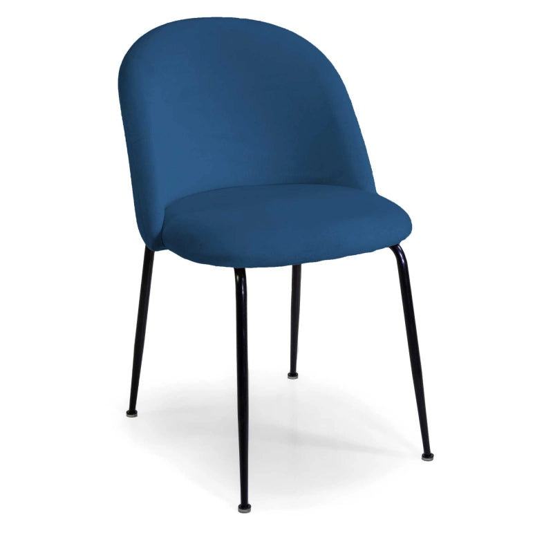 Sedia velluto Sammi blu struttura nero cm 50x57h47/77,5