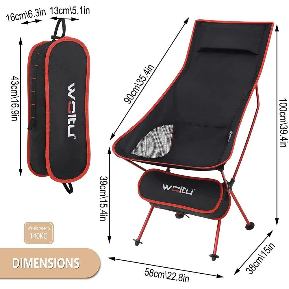 Trade Shop - Sedia Pieghevole Da Campeggio Pesca Impermeabile Portatile Carico 140kg Tessuto -