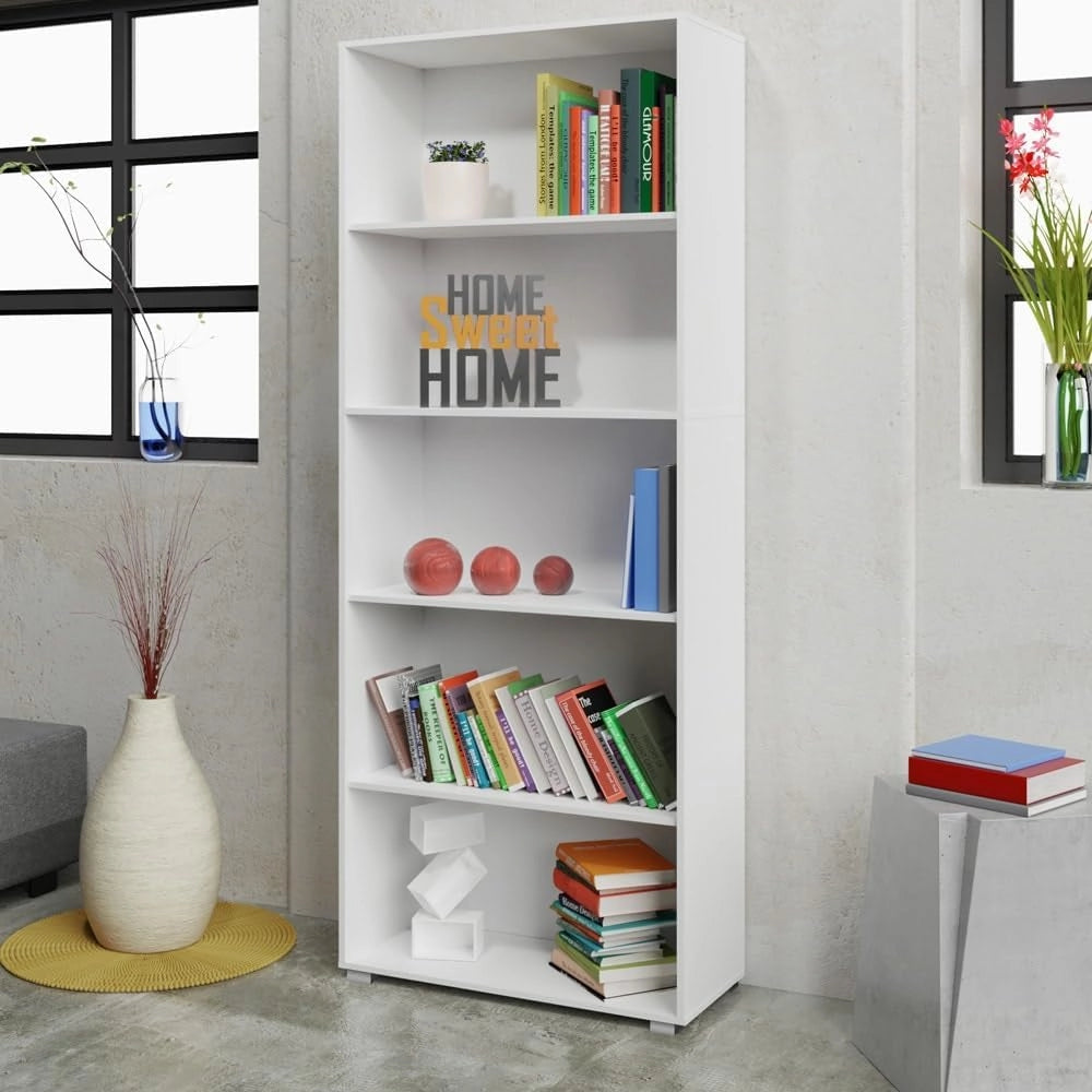 ® Libreria Scaffale Vela 190cm 5 Ripiani Mobile Archiviazione Documenti Ufficio Soggiorno