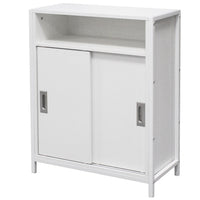 Mobile Mobiletto Basso Libreria Moderno 2 Ante Scorrevole e 3 Ripiani Bianco