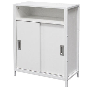 Mobile Mobiletto Basso Libreria Moderno 2 Ante Scorrevole e 3 Ripiani Bianco