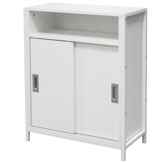 Mobile Mobiletto Basso Libreria Moderno 2 Ante Scorrevole e 3 Ripiani Bianco