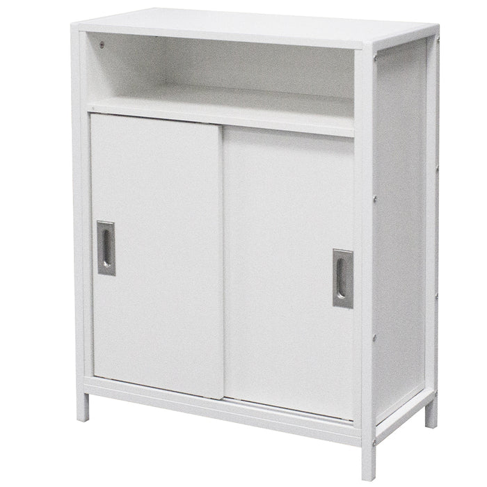 Mobile Mobiletto Basso Libreria Moderno 2 Ante Scorrevole e 3 Ripiani Bianco