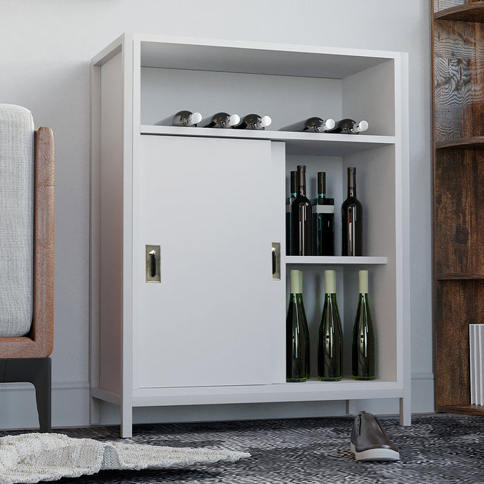 Mobile Mobiletto Basso Libreria Moderno 2 Ante Scorrevole e 3 Ripiani Bianco