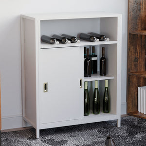 Mobile Mobiletto Basso Libreria Moderno 2 Ante Scorrevole e 3 Ripiani Bianco