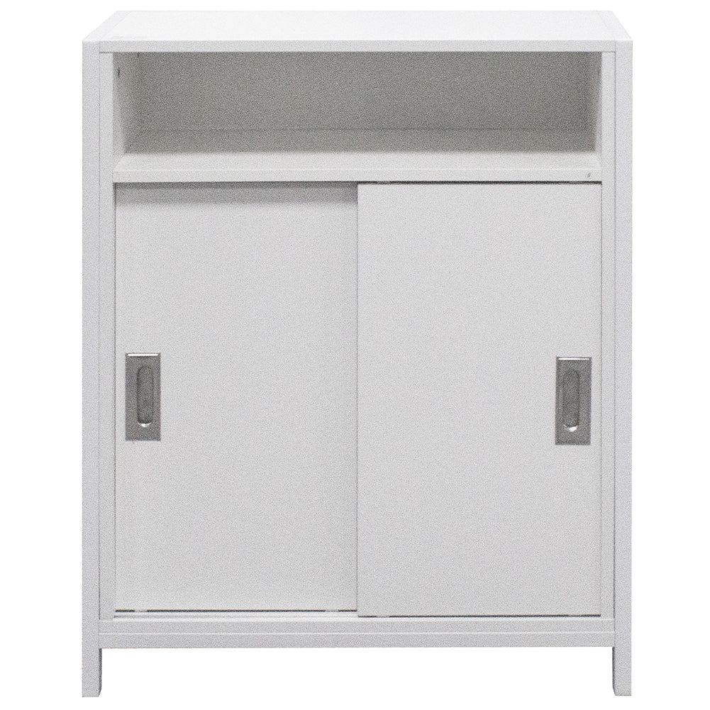 Mobile Mobiletto Basso Libreria Moderno 2 Ante Scorrevole e 3 Ripiani Bianco