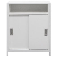 Mobile Mobiletto Basso Libreria Moderno 2 Ante Scorrevole e 3 Ripiani Bianco