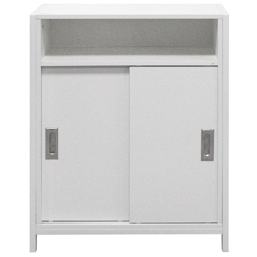 Mobile Mobiletto Basso Libreria Moderno 2 Ante Scorrevole e 3 Ripiani Bianco