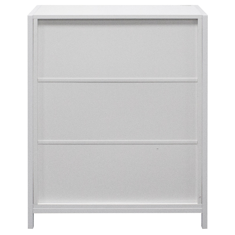 Mobile Mobiletto Basso Libreria Moderno 2 Ante Scorrevole e 3 Ripiani Bianco