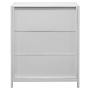 Mobile Mobiletto Basso Libreria Moderno 2 Ante Scorrevole e 3 Ripiani Bianco