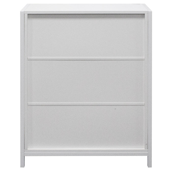 Mobile Mobiletto Basso Libreria Moderno 2 Ante Scorrevole e 3 Ripiani Bianco